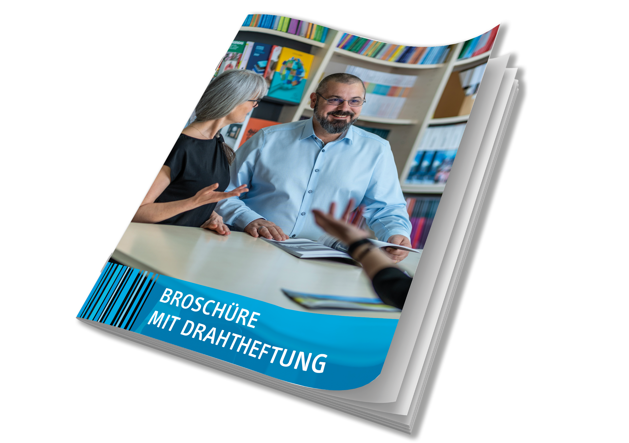 Broschüre mit Drahtheftung